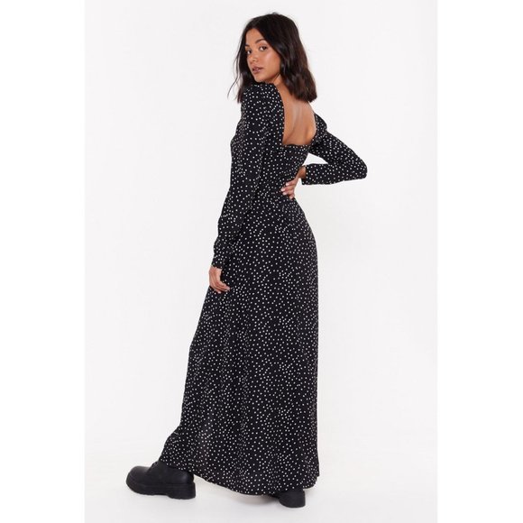 Nasty Gal It's Slit to be Square Polka Dot Maxi Dress NWT Size 2 - Picture 3 of 12